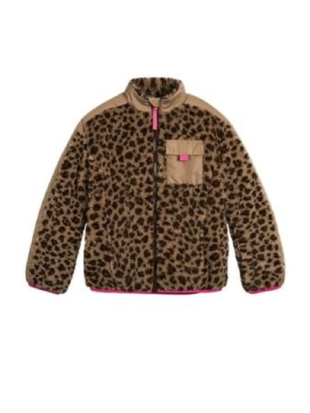 KIDS LEOPARD PRINT FLEECE JACKET